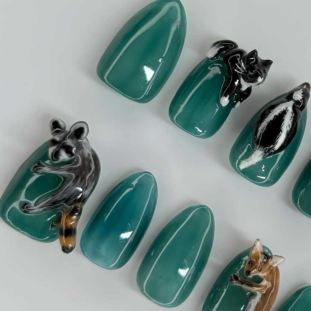 Woodland Animal 3D Press On Nails