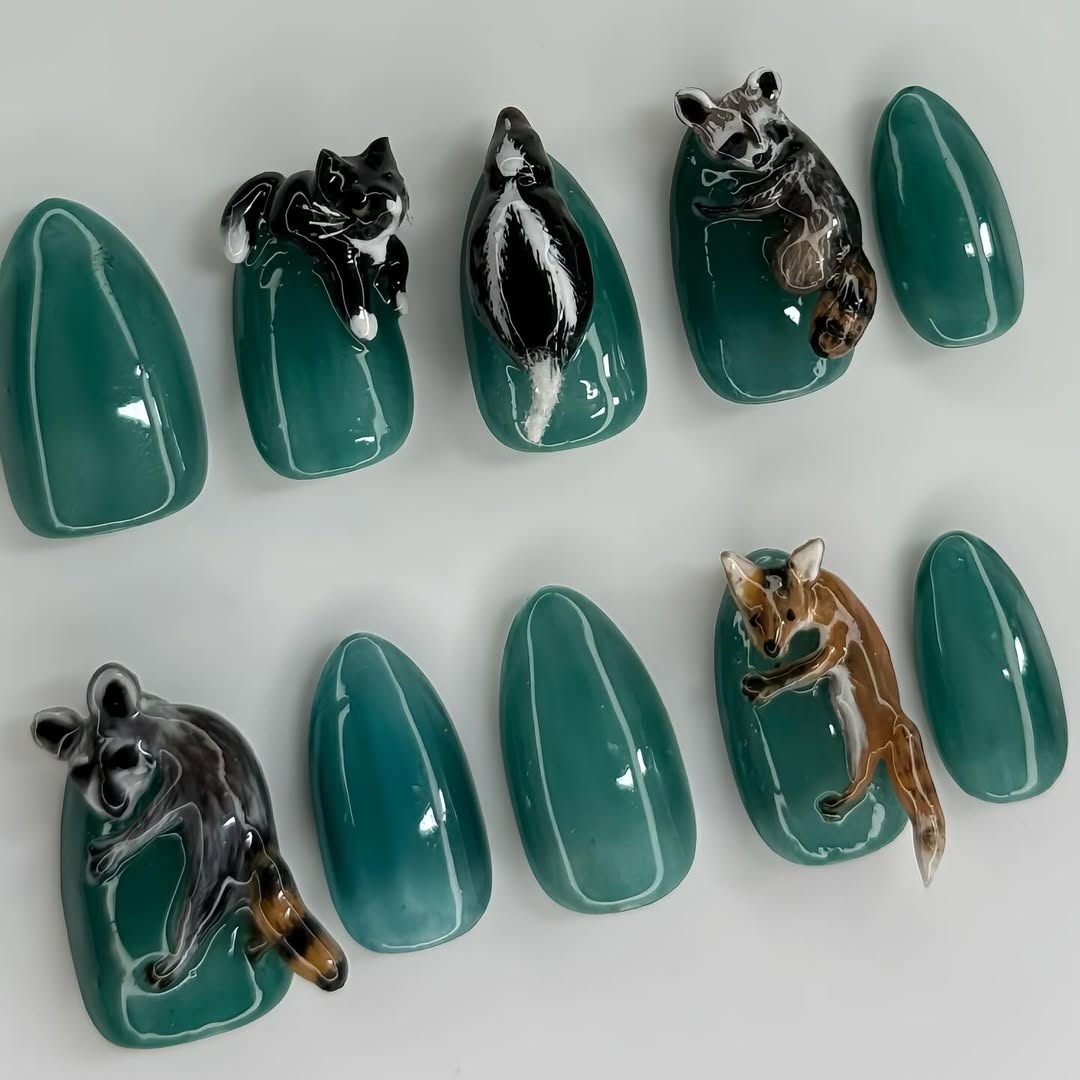 Woodland Animal 3D Press On Nails