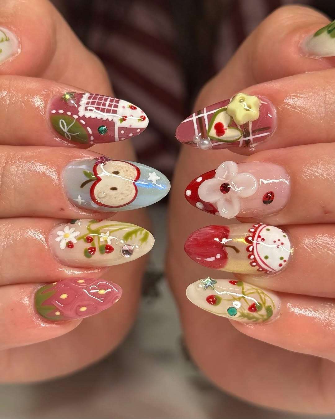 Charming 3D Fruit Garden Press On Nails