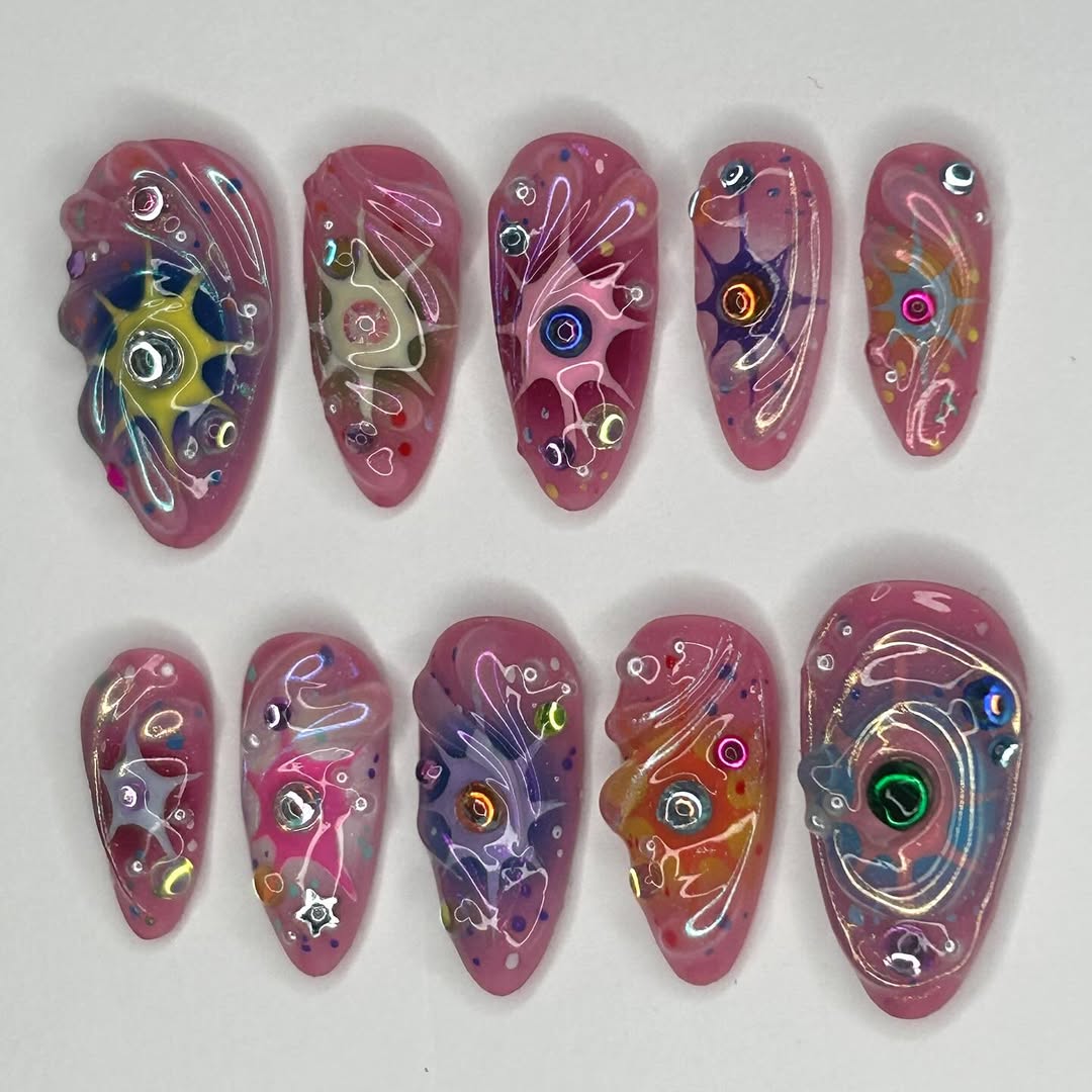 Bold 3D Galaxy Swirl Press On Nails