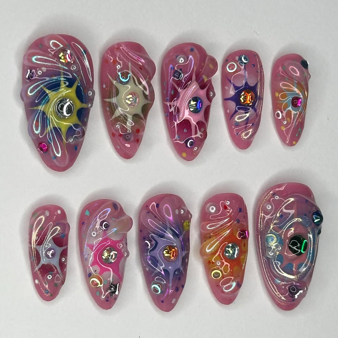 Bold 3D Galaxy Swirl Press On Nails