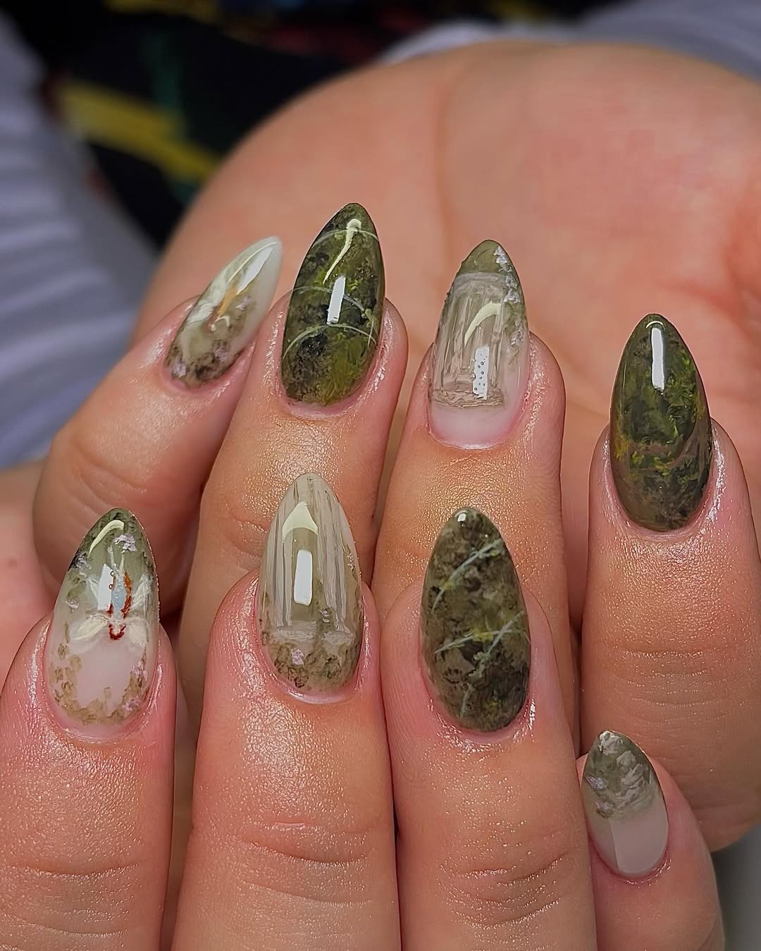 Mystical Forest Garden Press On Nails with Temple Art