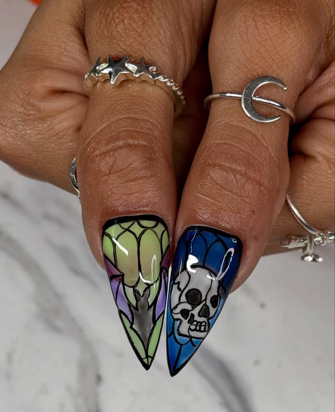 Spooky 3D Stained Glass Halloween Press On Nail Set