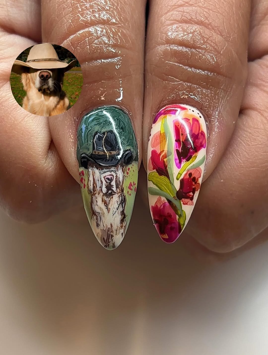 Hand Painted Butterfly and Floral Almond Press-On Nail Set