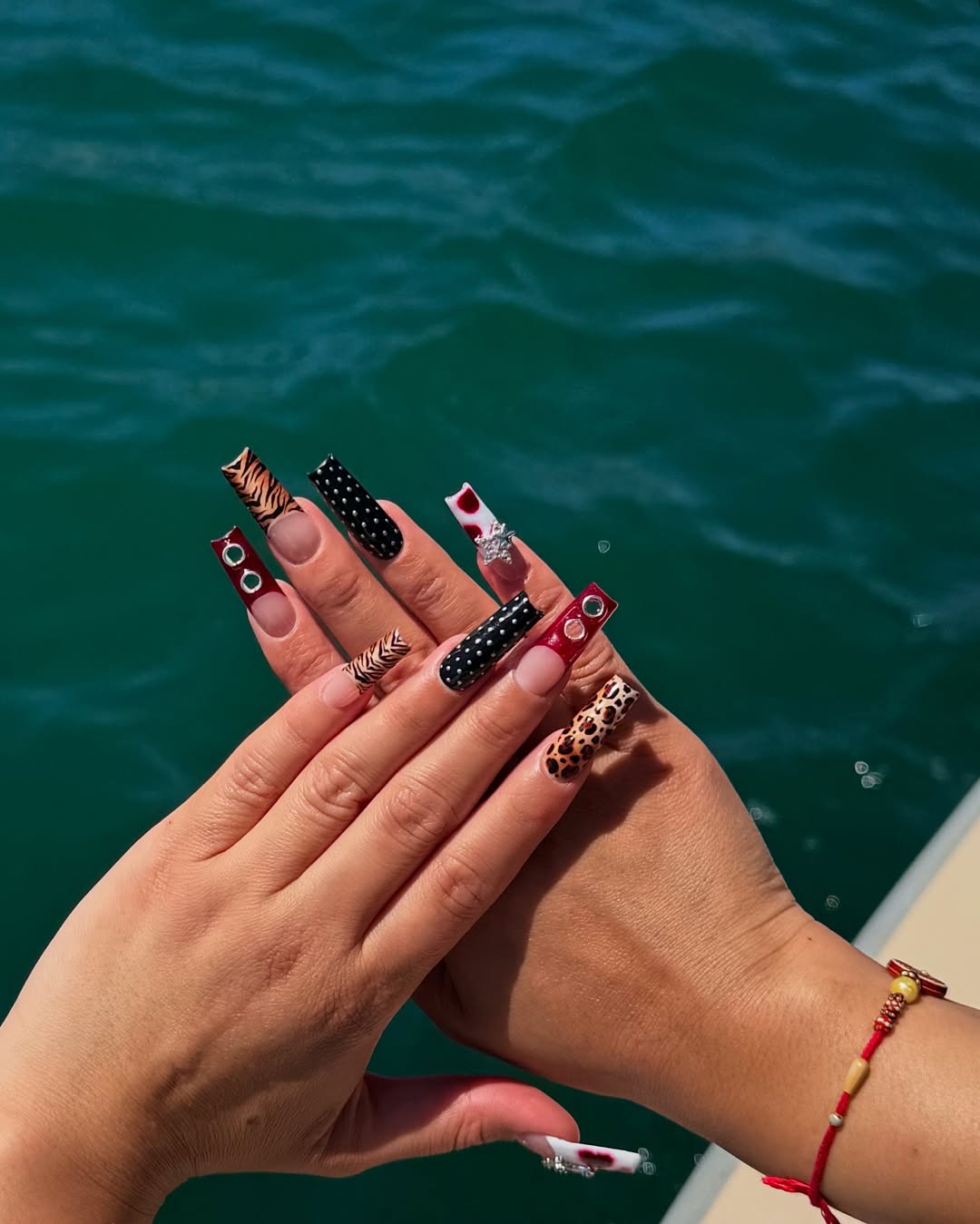 Handmade Press-On Nails with Animal Prints and Gothic Accents