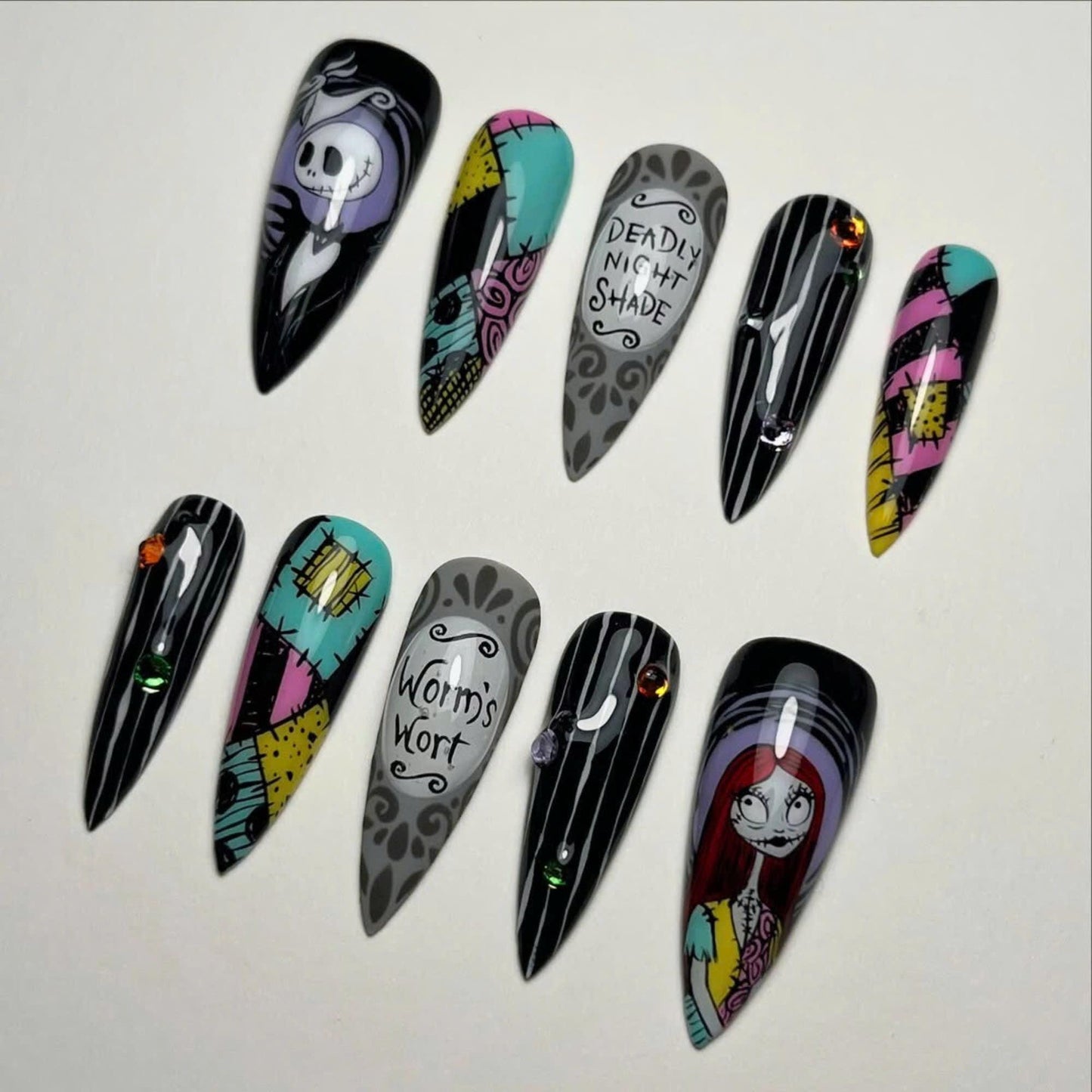 Nightmare Before Christmas Press On Nails - Gothic Nightmare Halloween Press On Nails