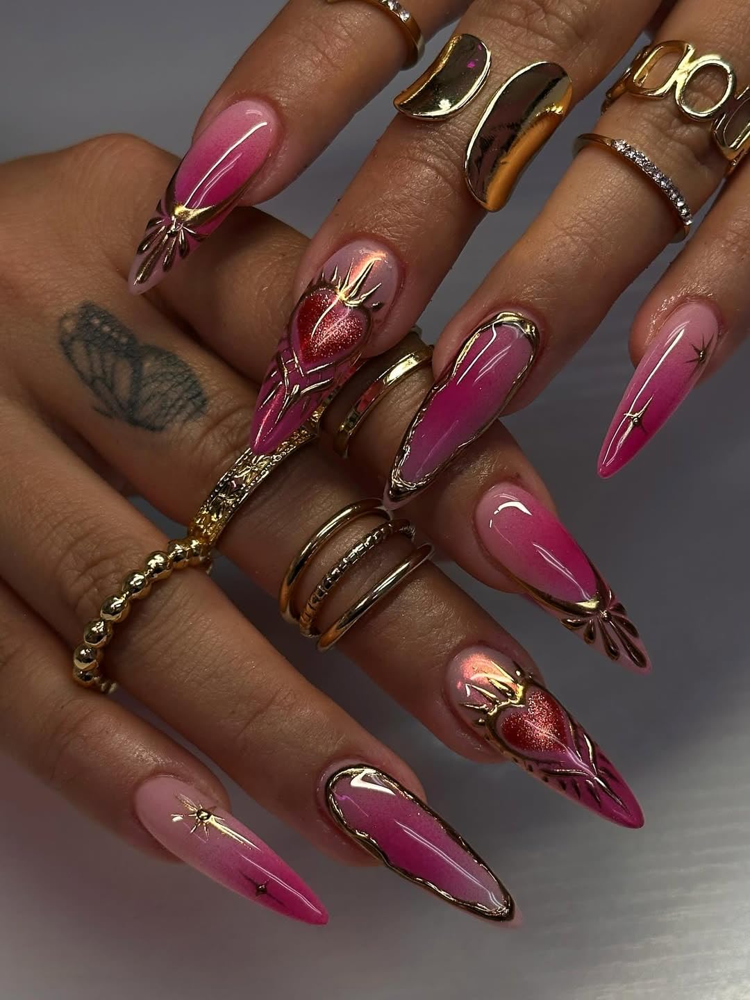 Twilight Blossom Press On Nails, Purple Floral Elegance