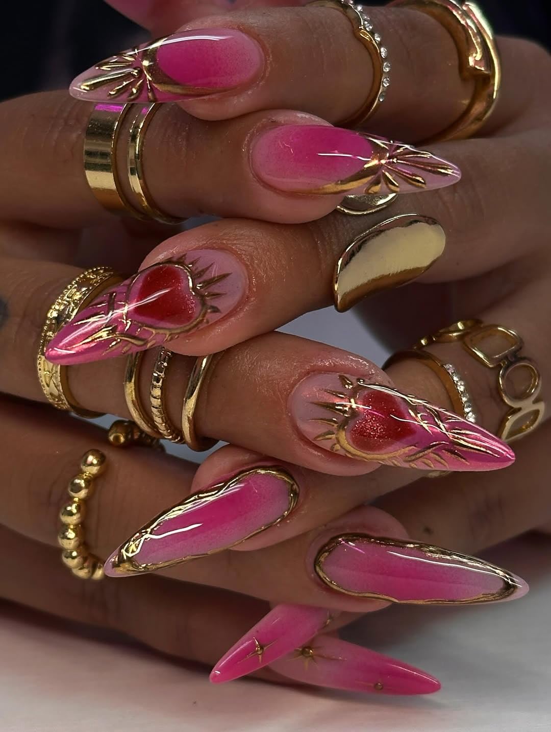 Twilight Blossom Press On Nails, Purple Floral Elegance