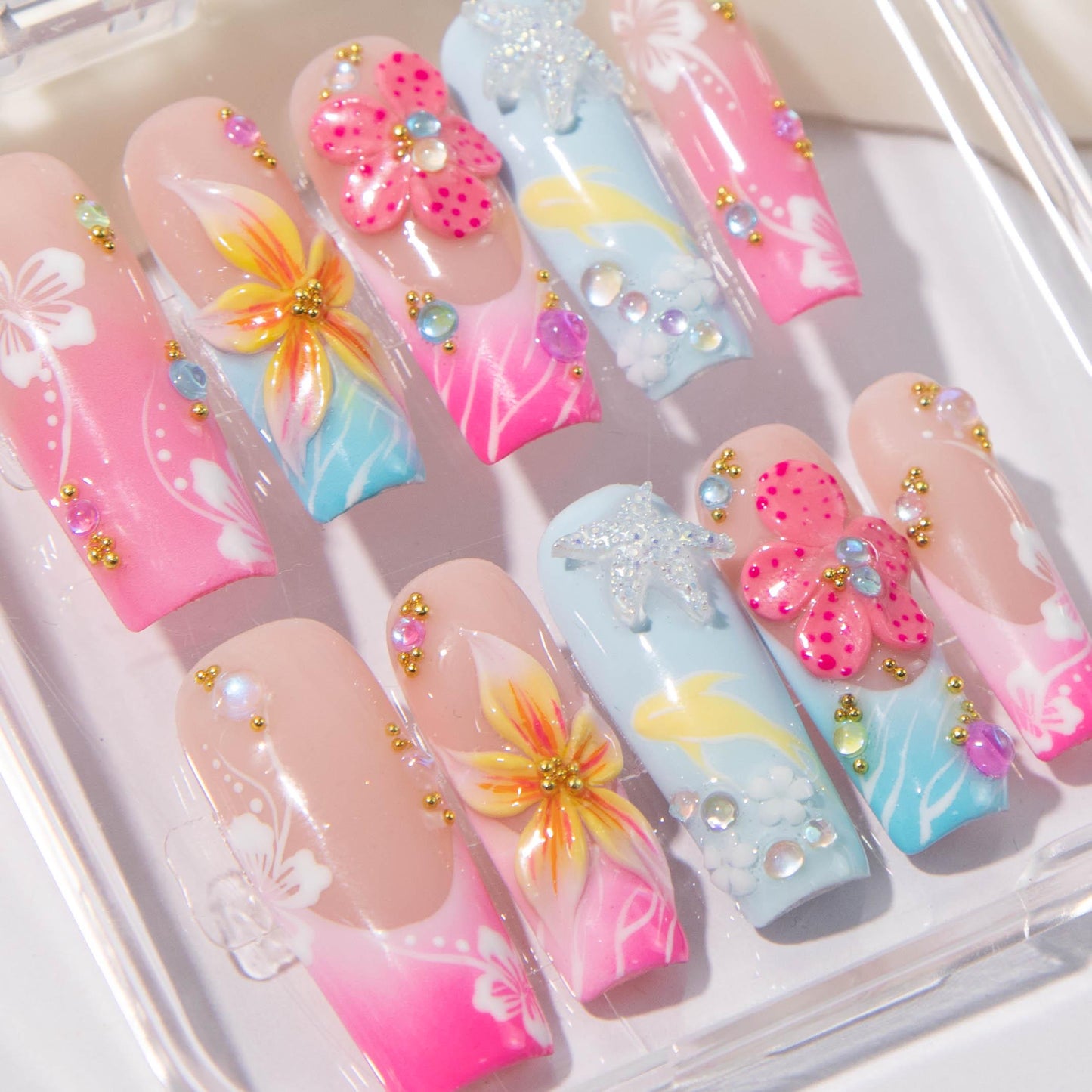 Tropical Floral Press On Nails