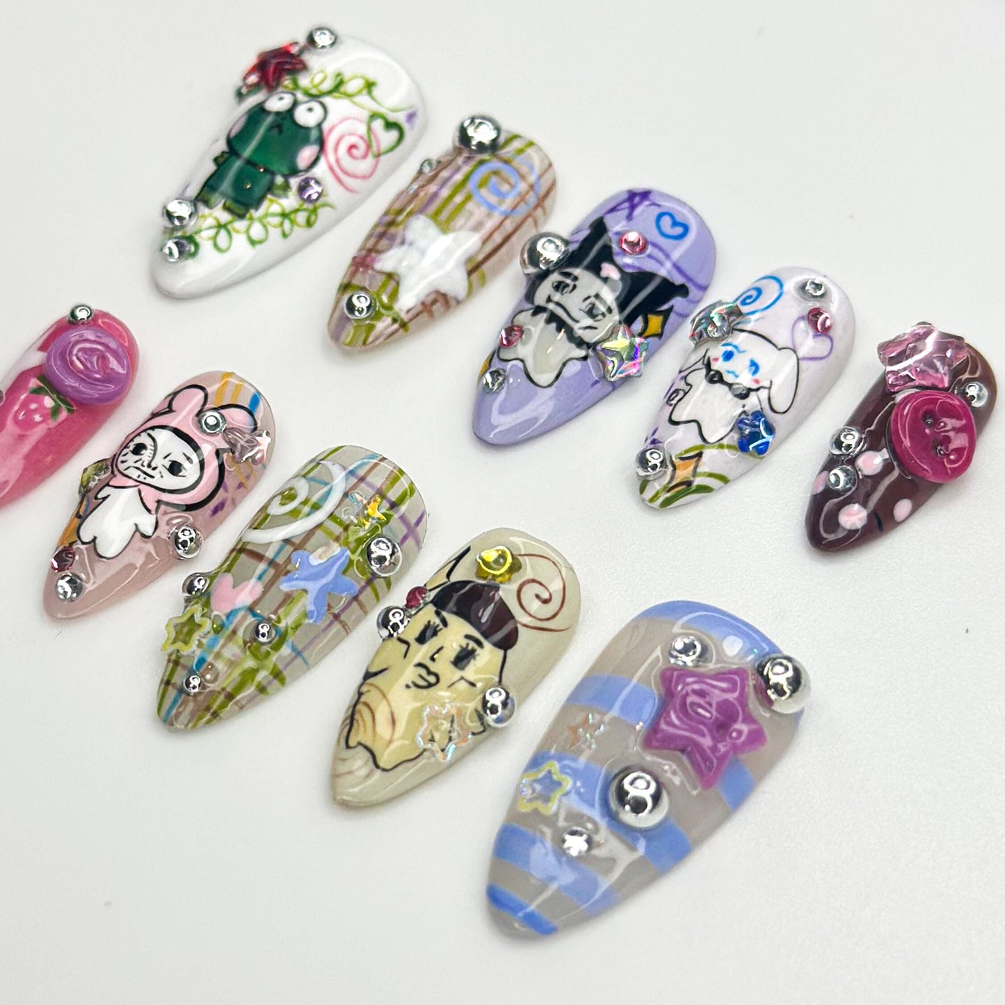 Whimsical Cartoon Pop Press On Nails - Cute 3D Cartoon Press On Nails