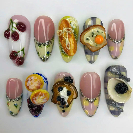Breakfast Brunch Inspired Press On Nails