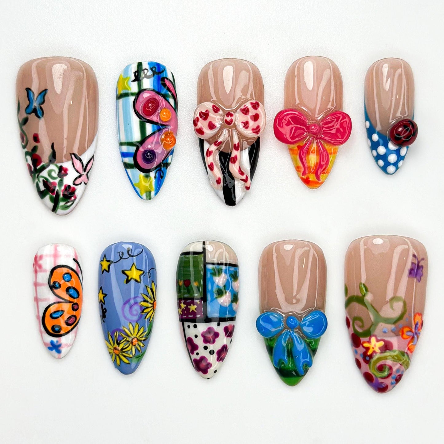 Butterfly & Bow Nail Art Set - Vibrant Press-Ons