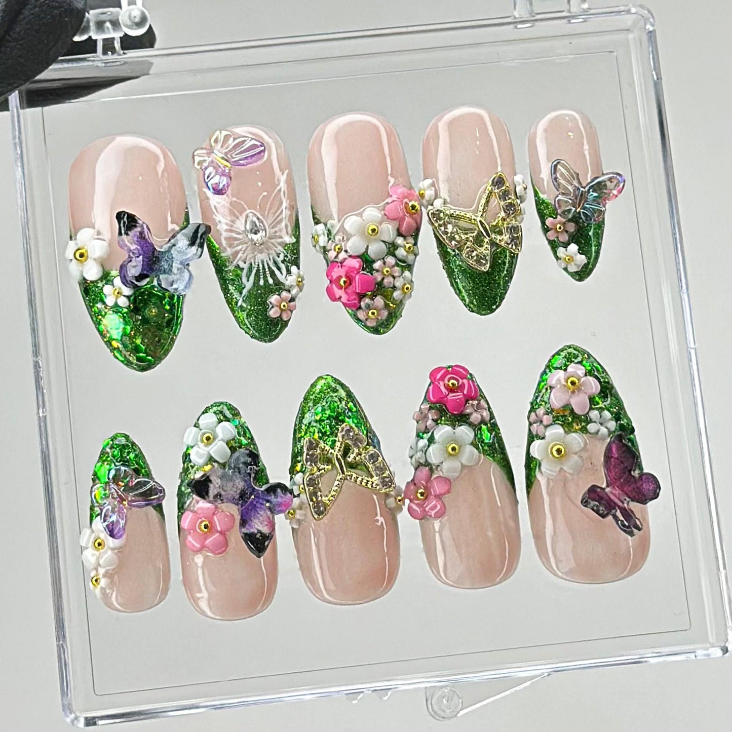 Butterfly Garden 3D Floral Press On Nails