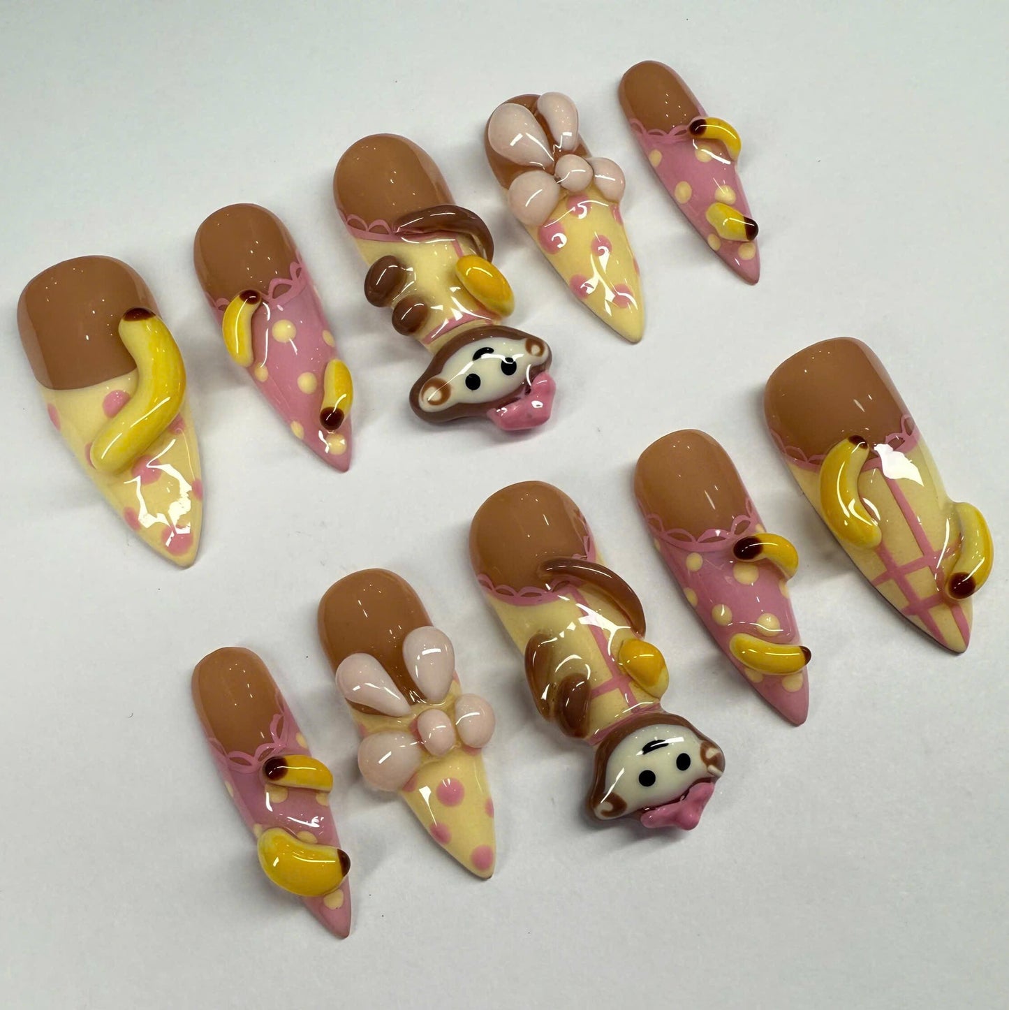 Gothic Handmade Press-On Nails with Dark Angel and Fantasy Art