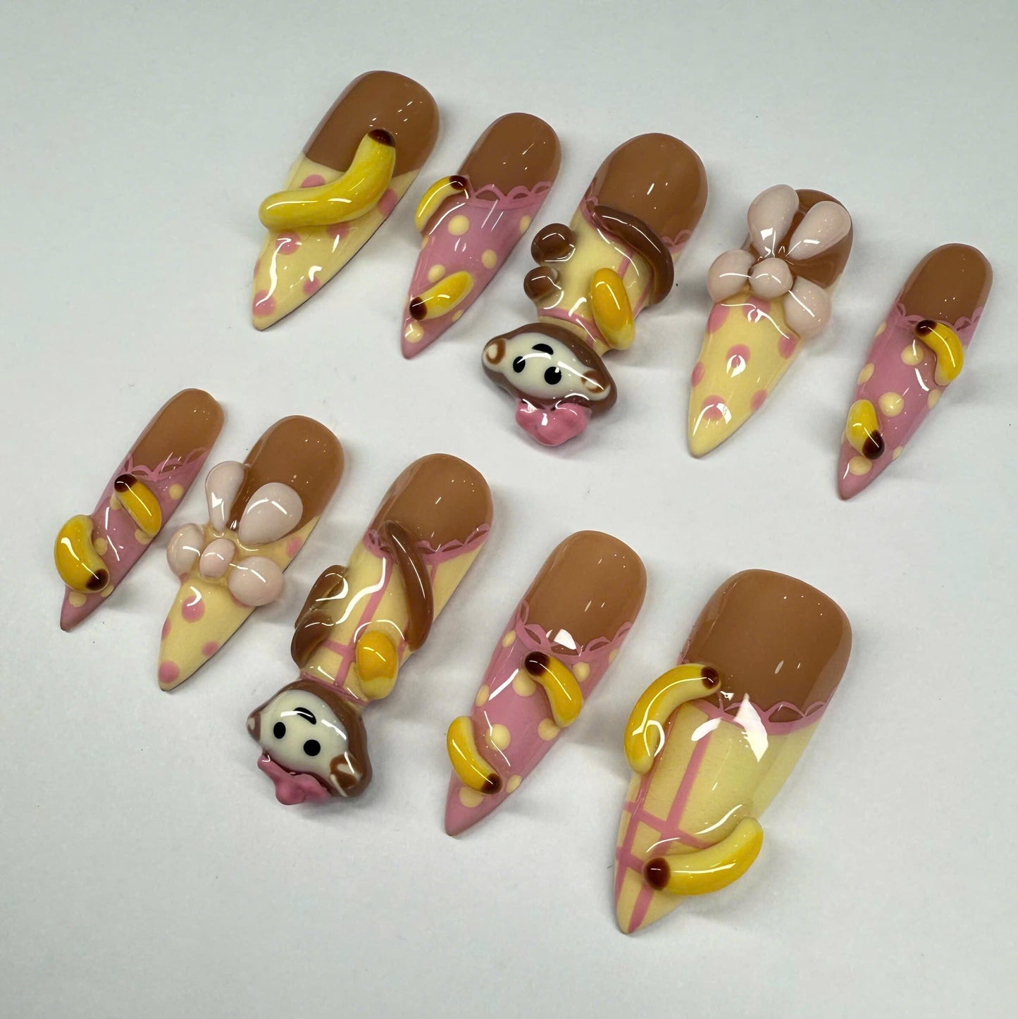 Gothic Handmade Press-On Nails with Dark Angel and Fantasy Art
