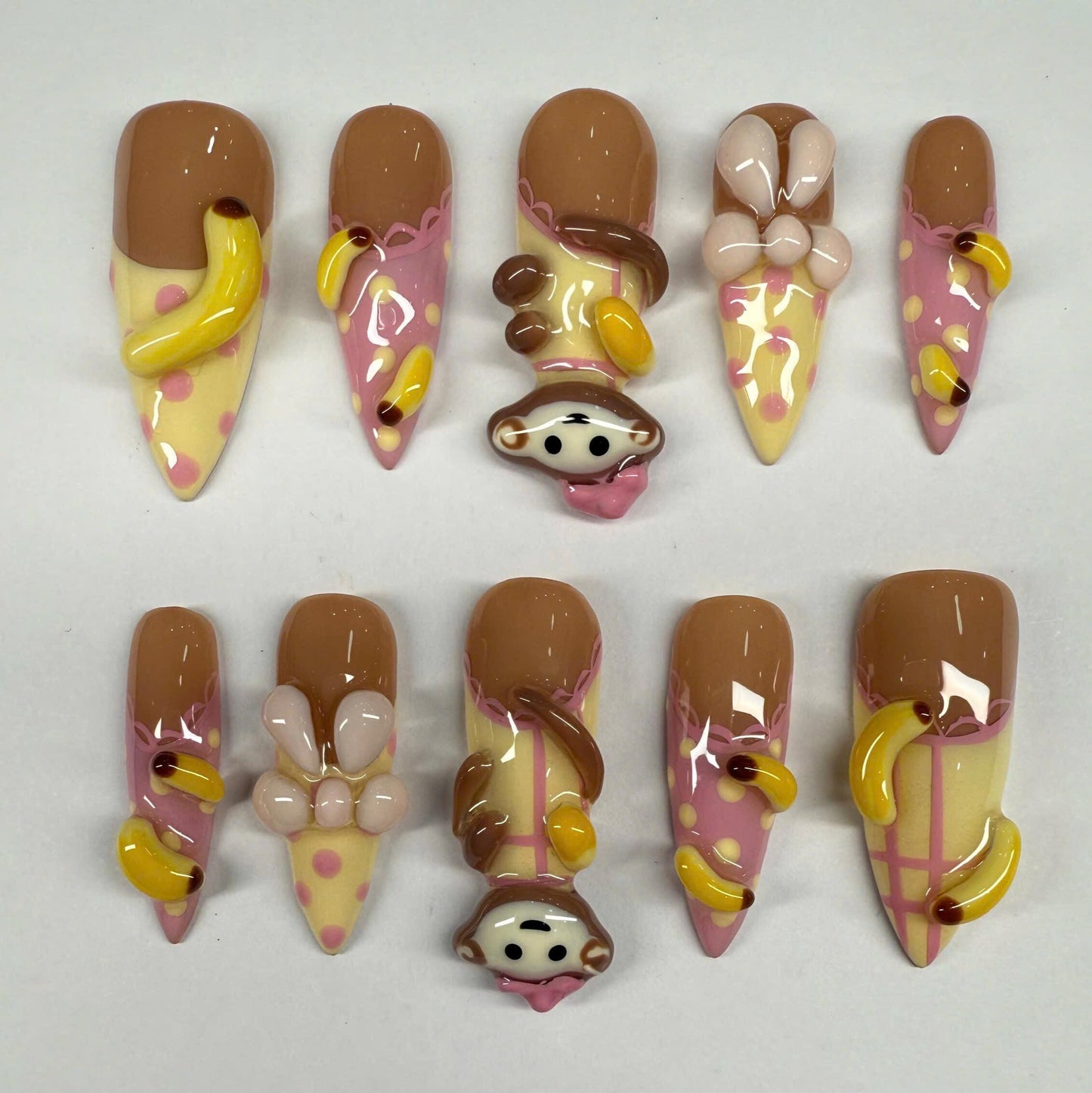 Gothic Handmade Press-On Nails with Dark Angel and Fantasy Art