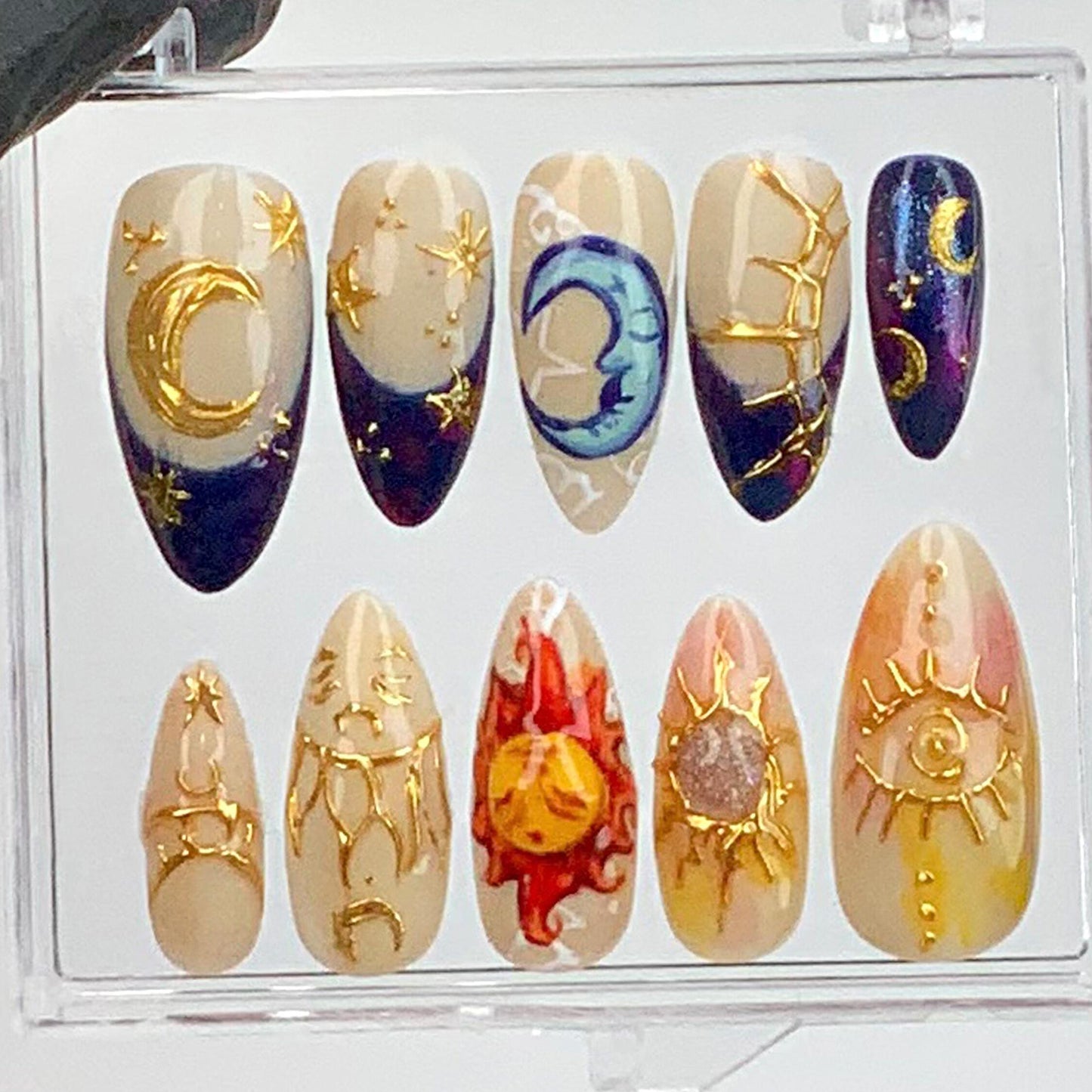 Celestial Sun and Moon Press On Nails - Celestial Moon Sun Star Press On