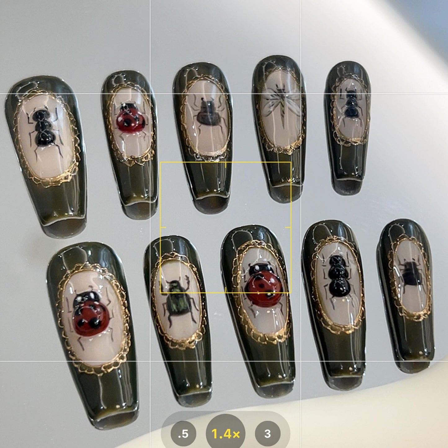 Elegant Insect Nail Art Set - Unique Handcrafted Design