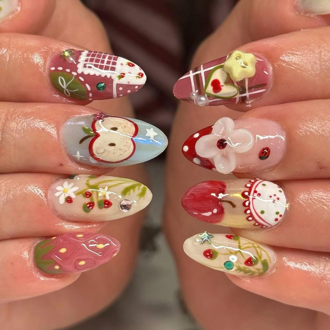 Fairy Cottagecore Press On Nails Mushroom Forest Design