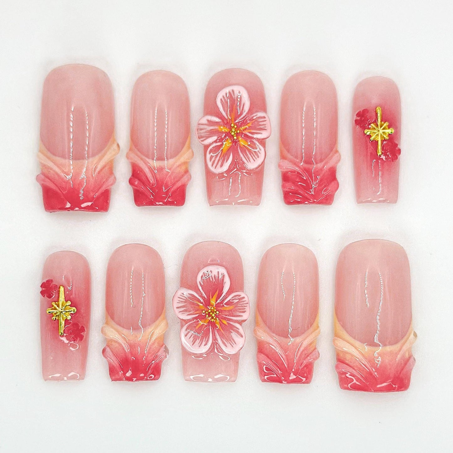 Floral Elegance Pink Nail Art Set