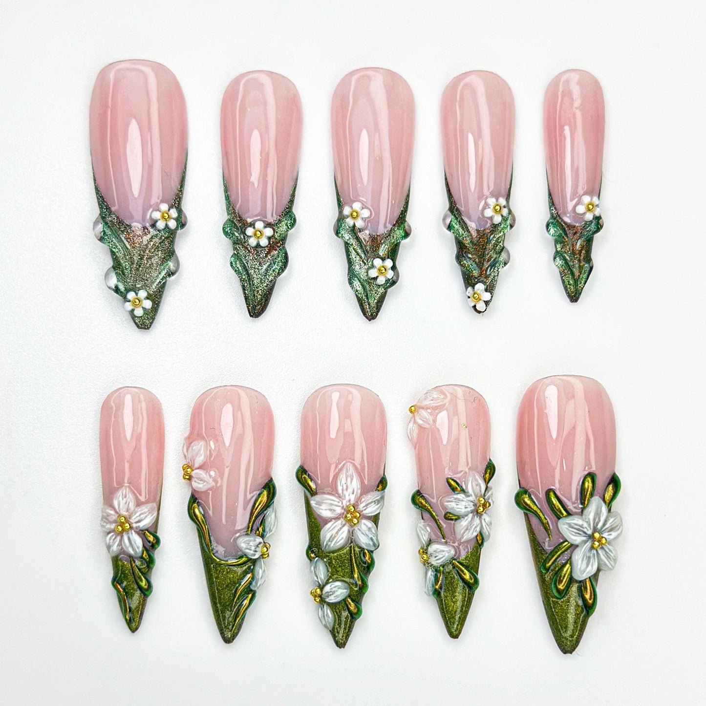Floral Vine Stiletto Nail Art Set