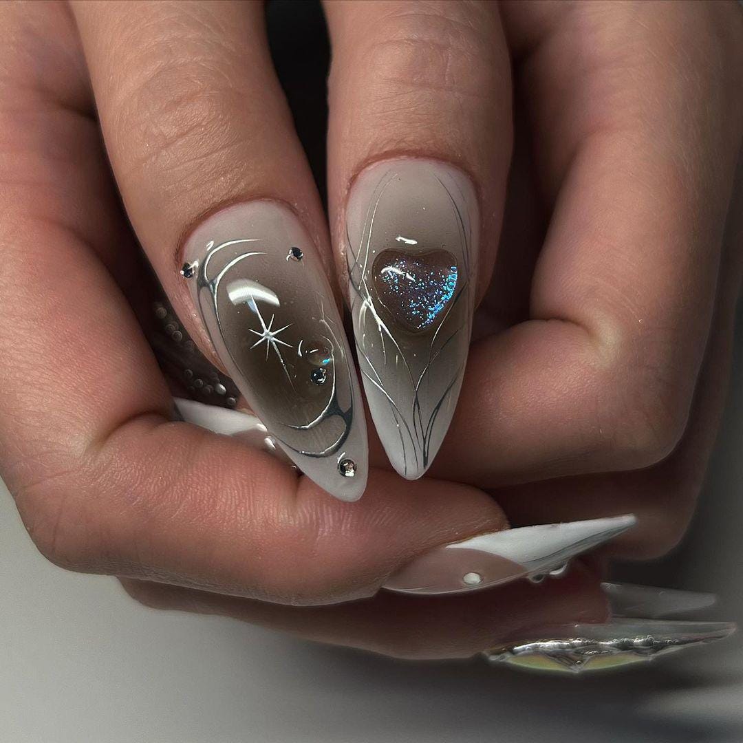 Glamorous Silver Chrome Press On Nail - Futuristic Silver Chrome Nail Set