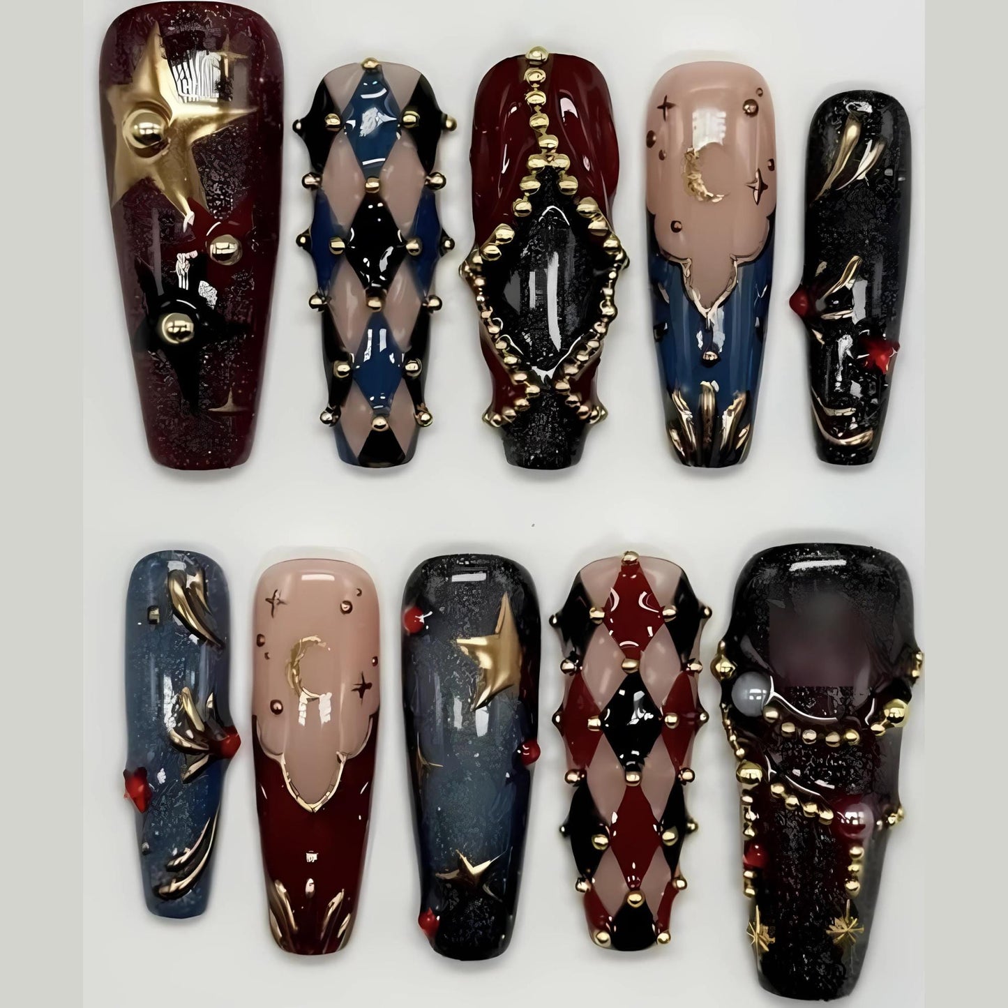 Gothic Harlequin Press On Nails - Celestial Gothic Harlequin Press On Nails