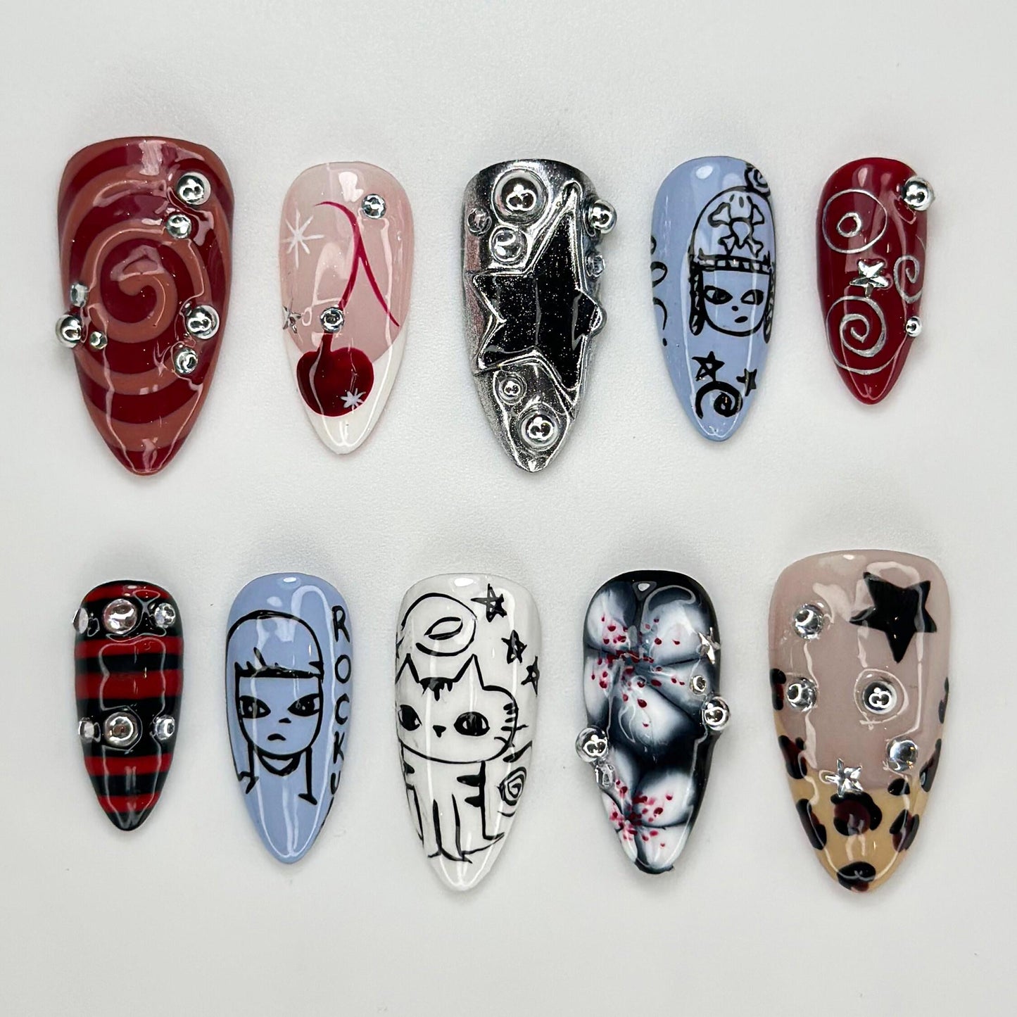 Grunge Cartoon Style Press On Nails - Gothic Cartoon Press On Nails