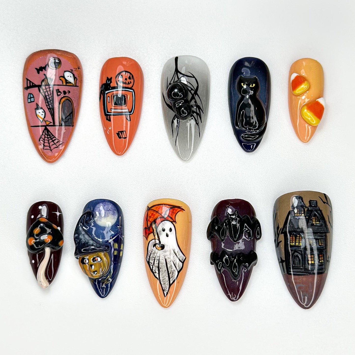 Halloween Ghost Press On Nails - Haunted Halloween Press On Nail Set