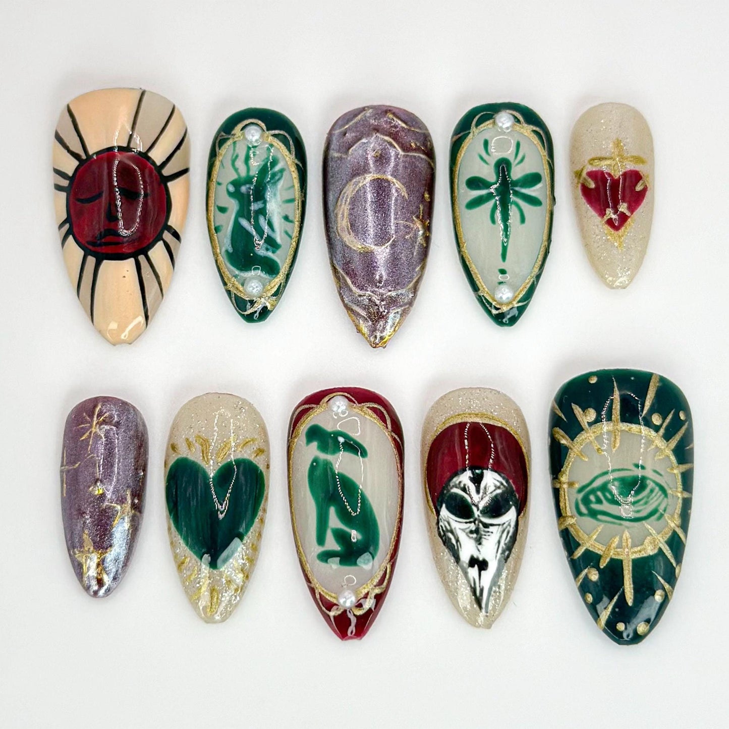 Mystic Green Tarot Press On Nails Set
