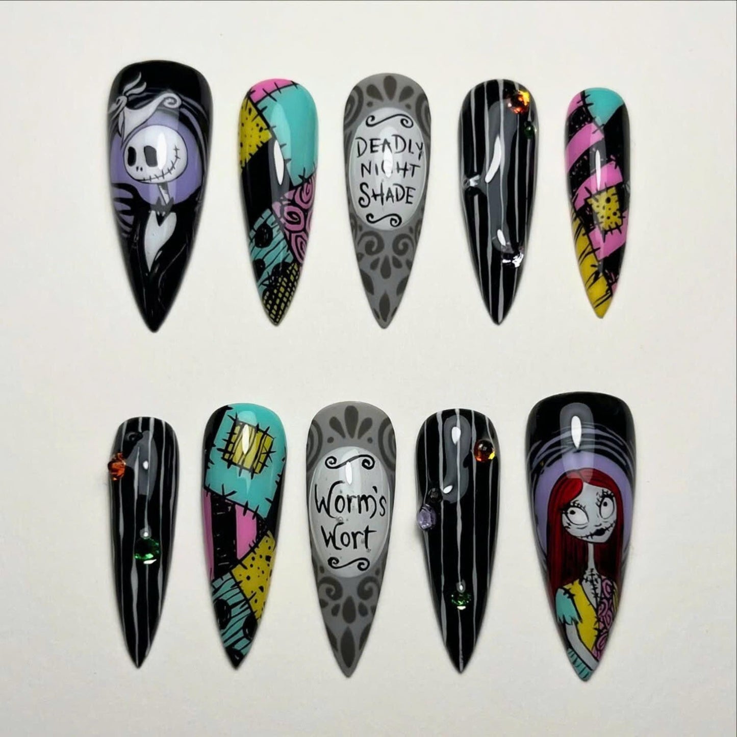 Nightmare Before Christmas Press On Nails - Gothic Nightmare Halloween Press On Nails