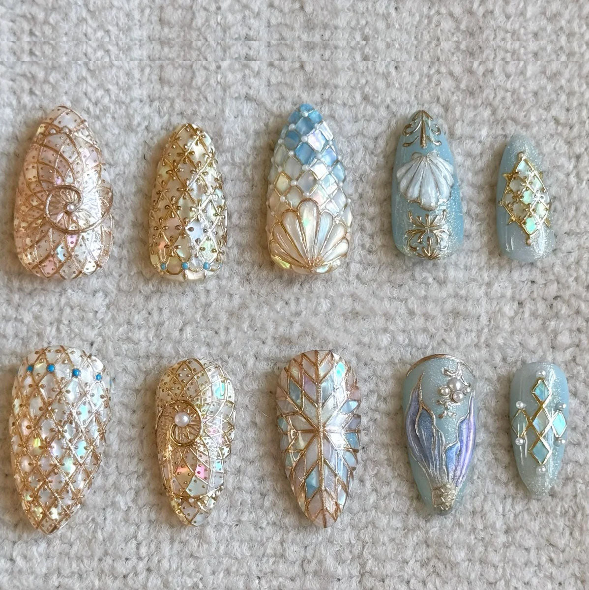 Opulent Seashell Press On Nail Art Set