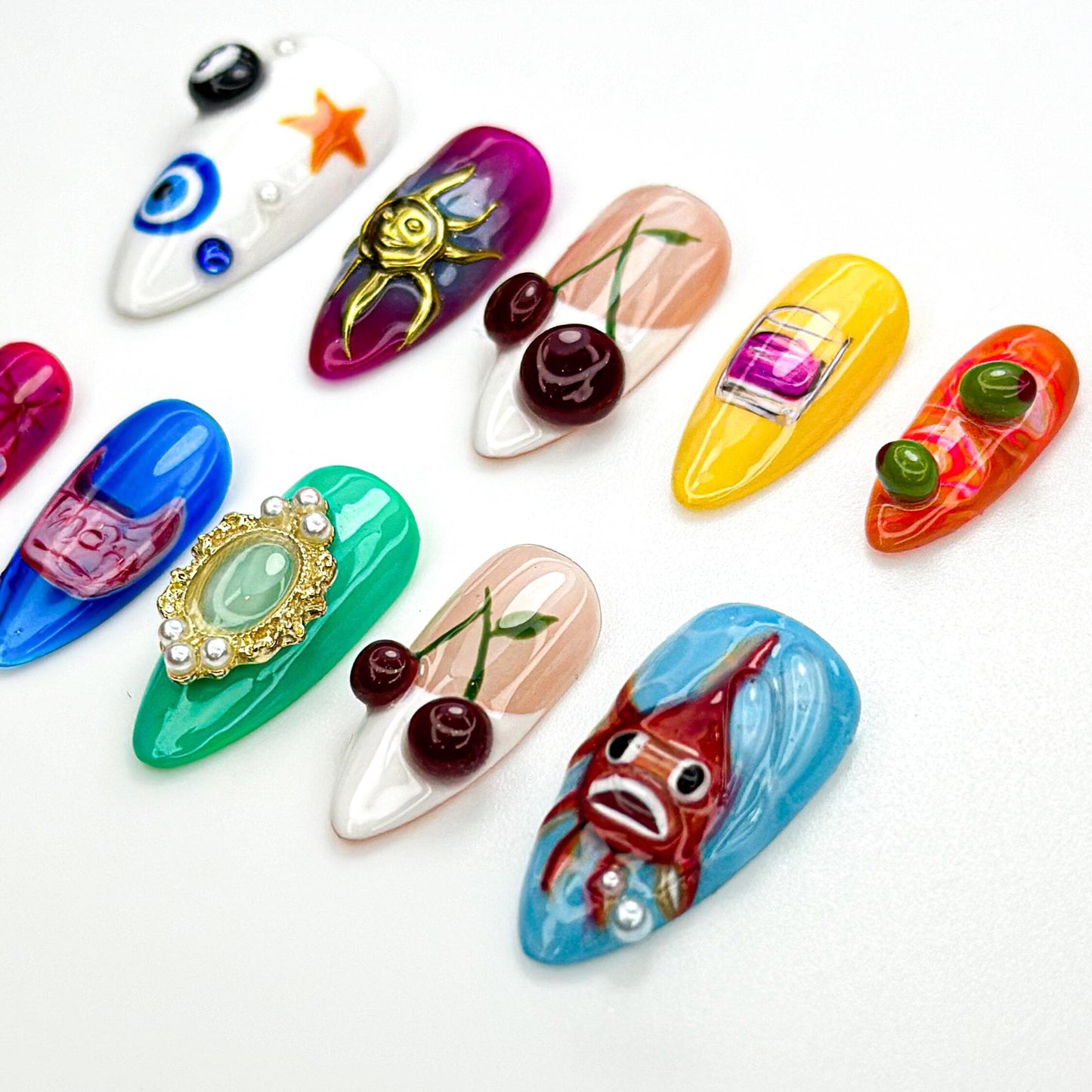 Pop Art Summer Cocktail Press On Nails Set
