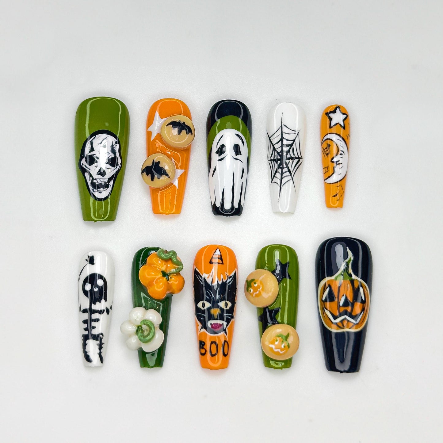 Spooky Halloween Press On Nails - Halloween 3D Spooky Press On Nails