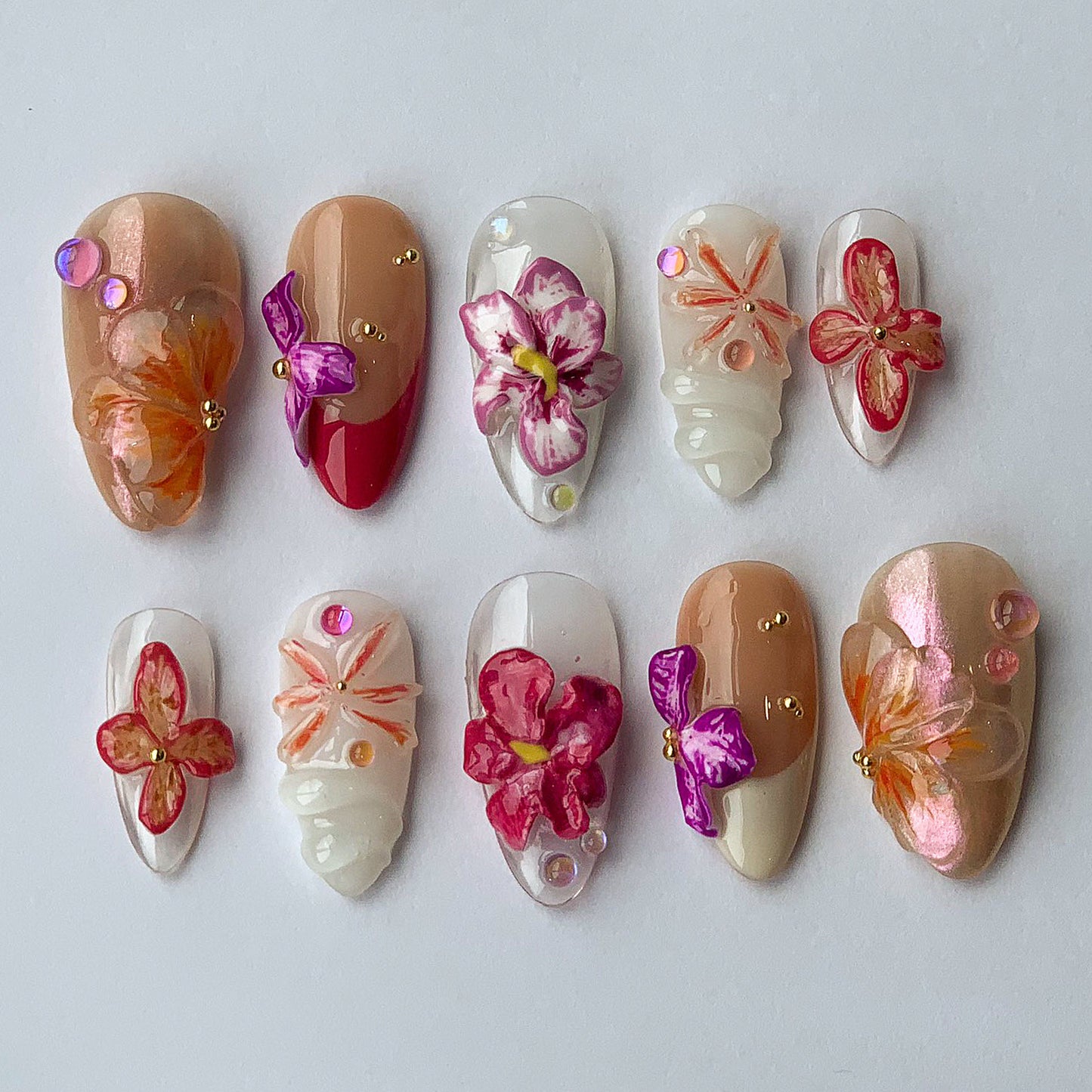 Stunning Floral 3D Nail Art Set - Elegant Design