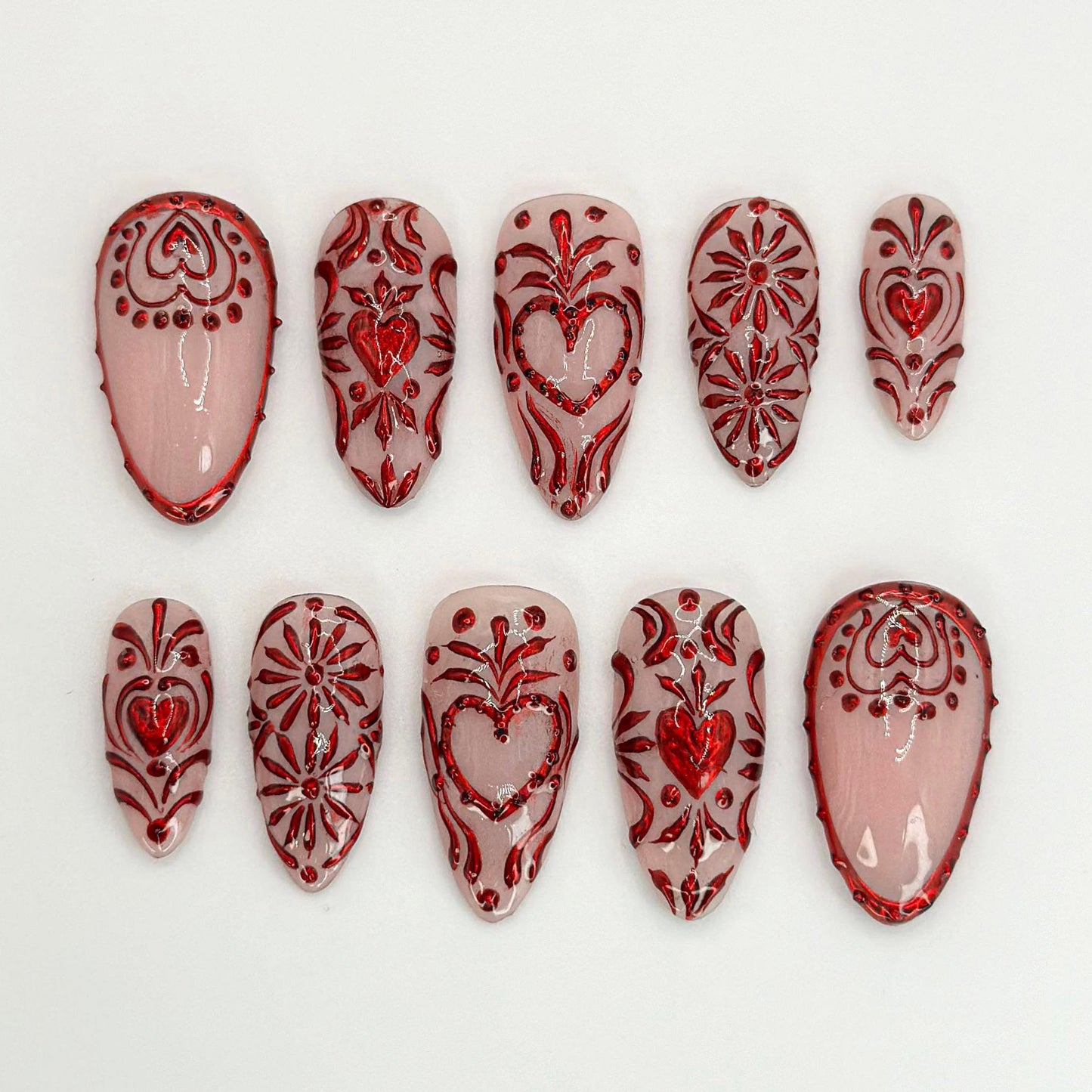 Stunning Red Heart Nail Art Set