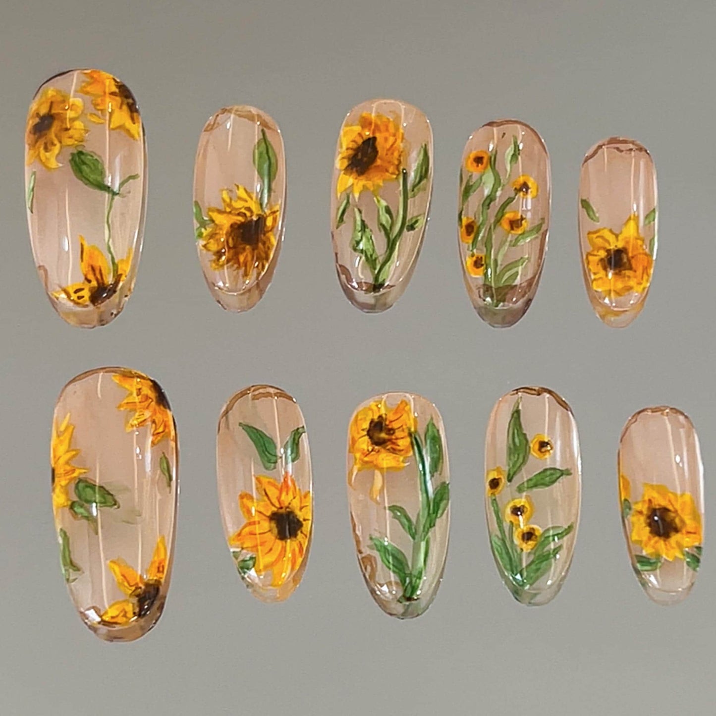 Stunning Sunflower Nail Art Set - 10 Pcs