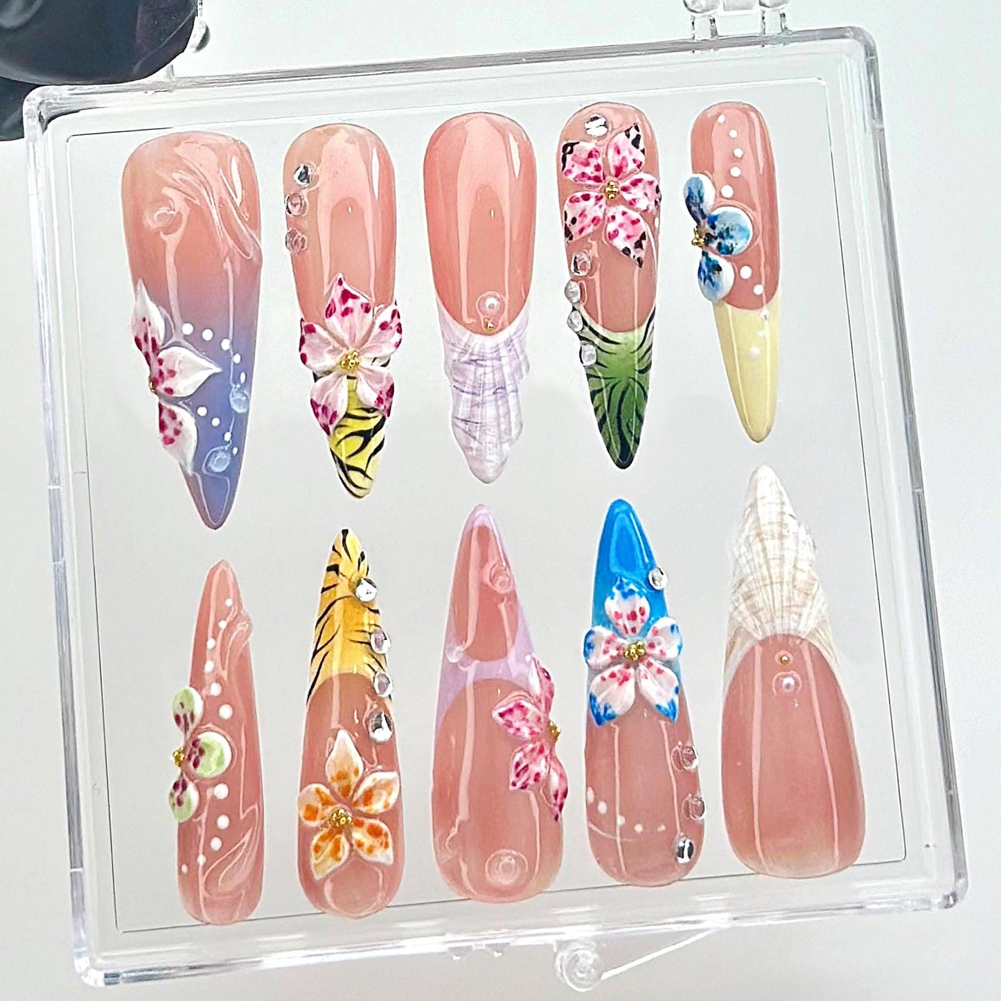 Tropical Bloom 3D Press On Nail Set