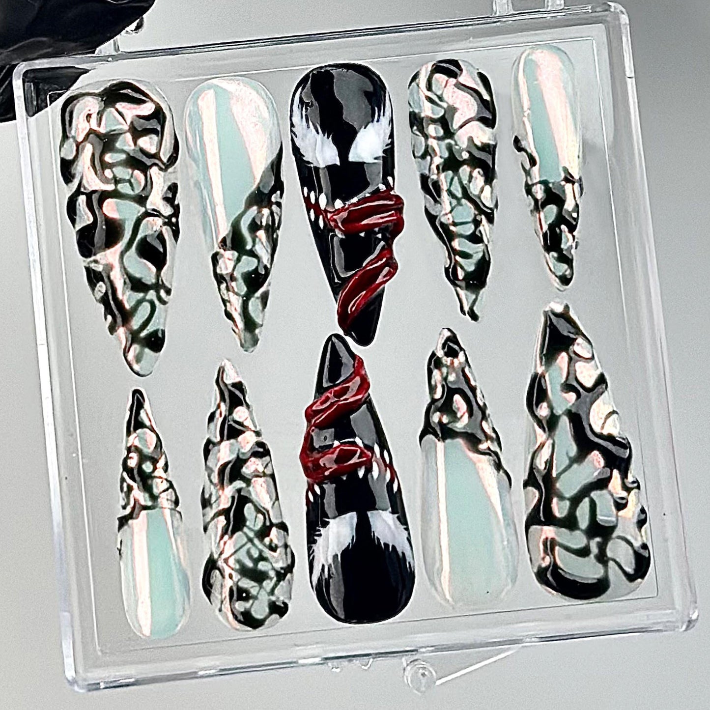 Venom Inspired 3D Press On Nails Horror