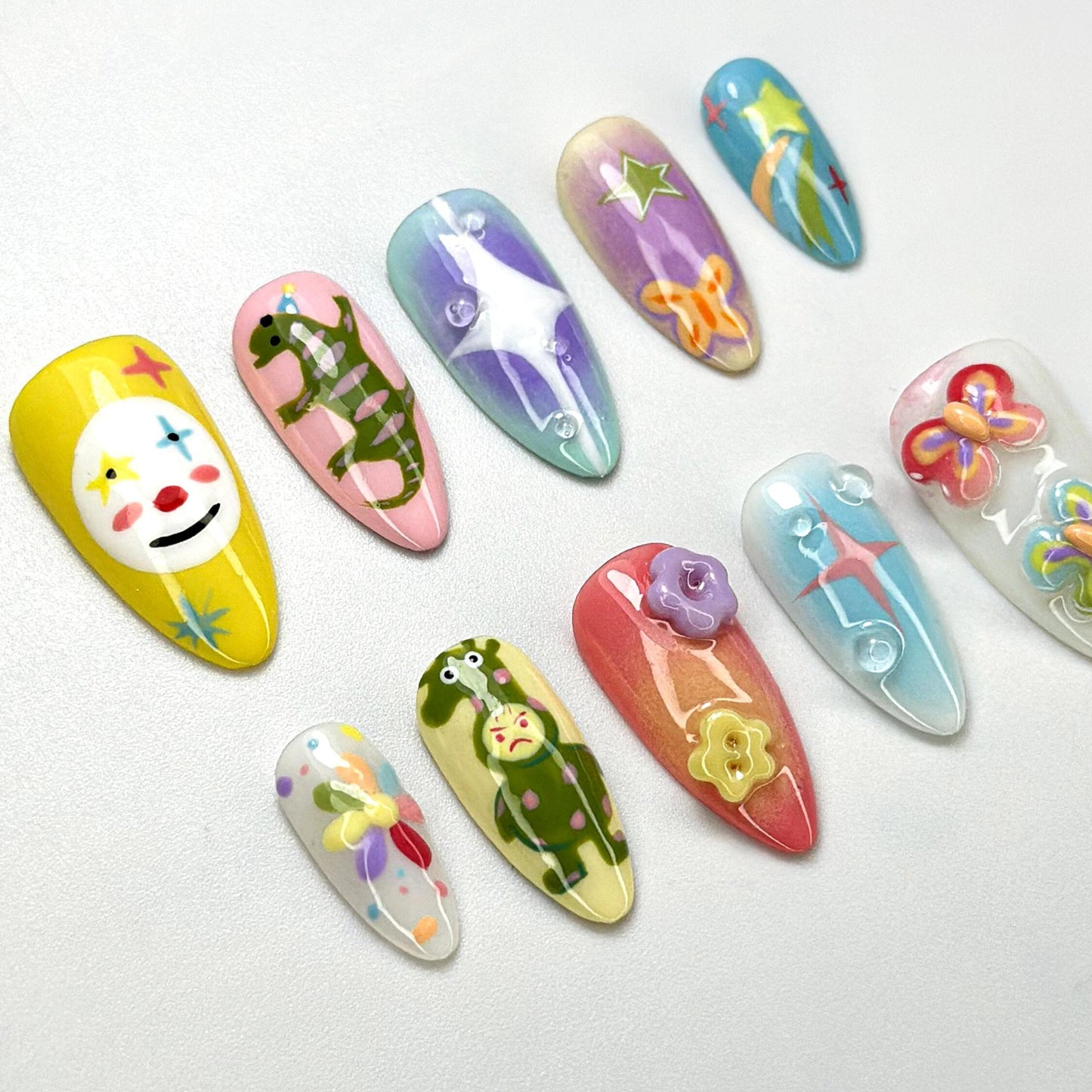 Whimsical Clown Press-On Nails