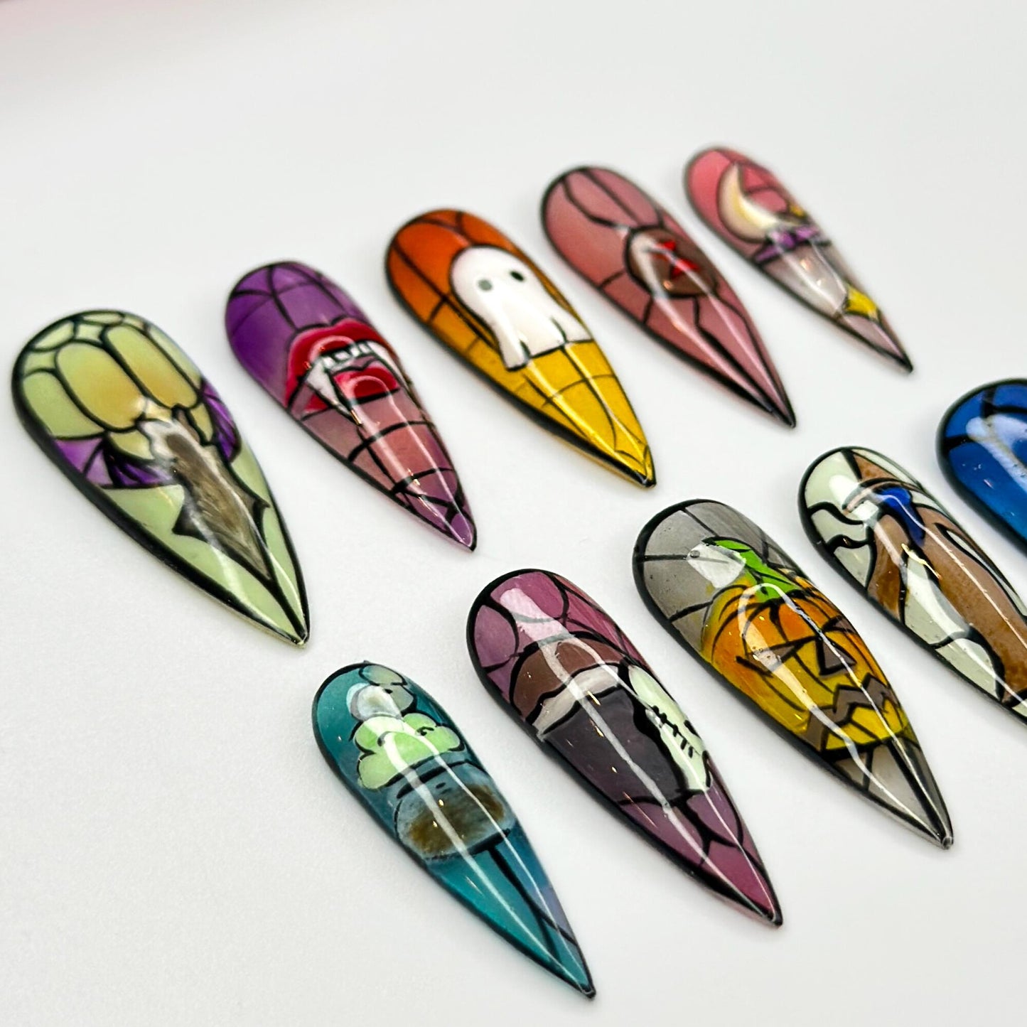Stained Glass Halloween Press On Nails - Halloween Stained Glass Press On Nails