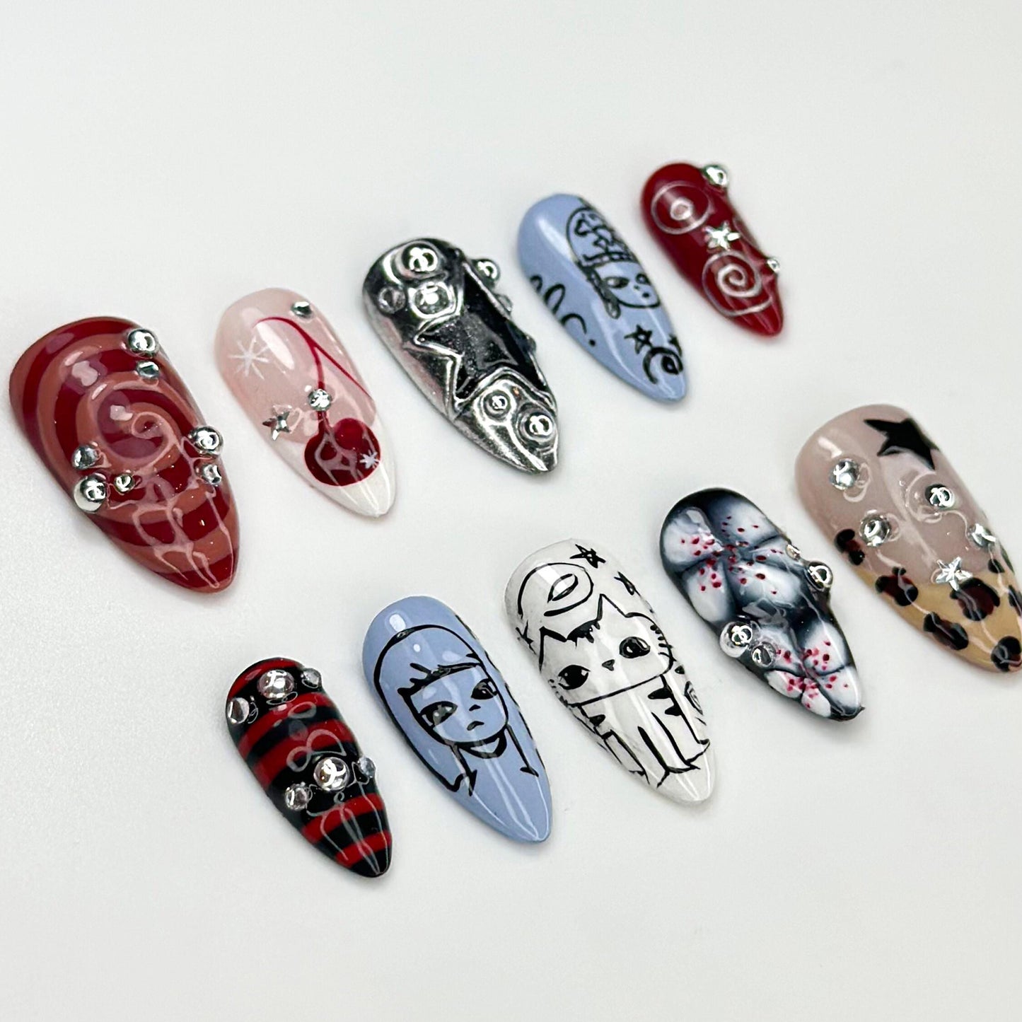 Grunge Cartoon Style Press On Nails - Gothic Cartoon Press On Nails