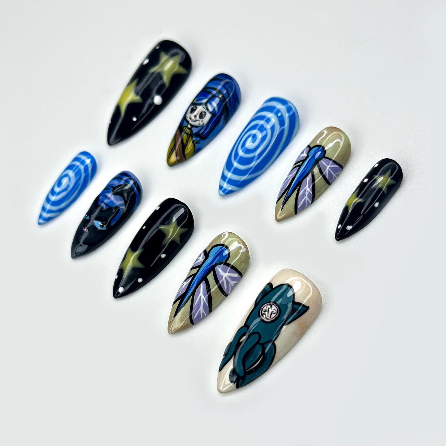 Coraline Dreamscape Press On Nails - Cosmic Galaxy Cartoon Press On Nails