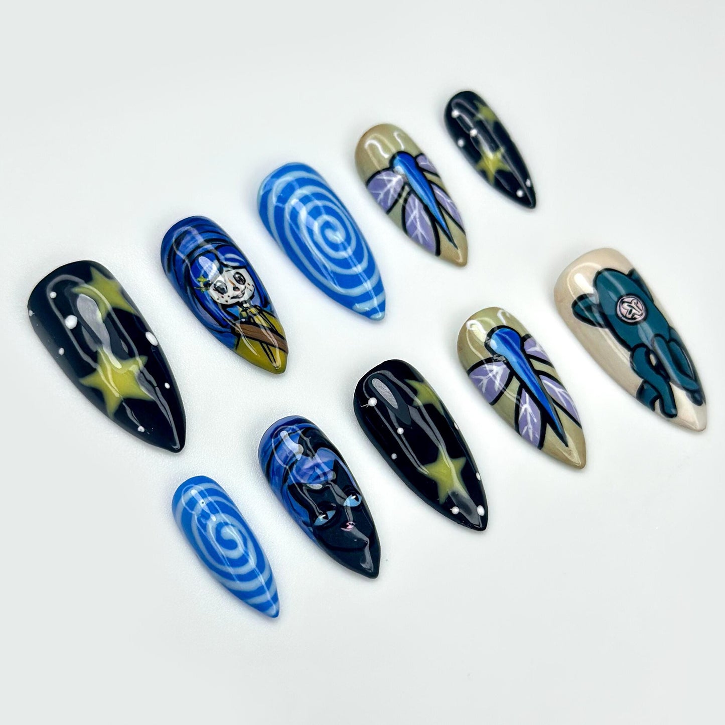Coraline Dreamscape Press On Nails - Cosmic Galaxy Cartoon Press On Nails