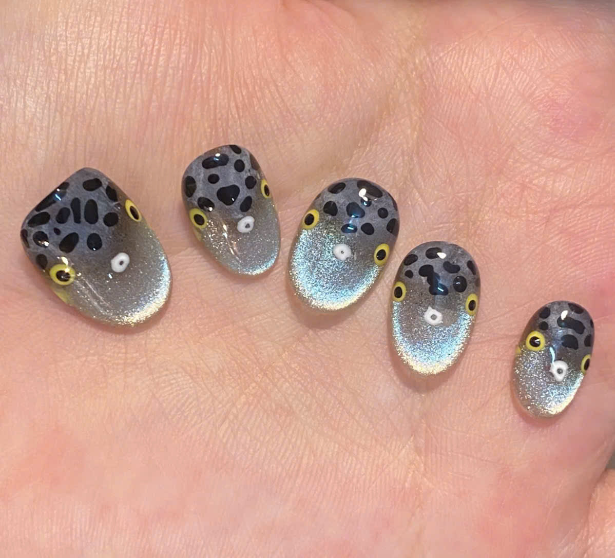 Cute Spotted Puffer Fish Press On Nails