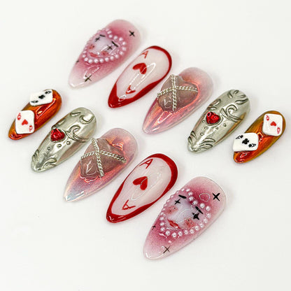 Artistic Clown Poker Themed Nail Art  - Poker Queen 3D Press On Nails