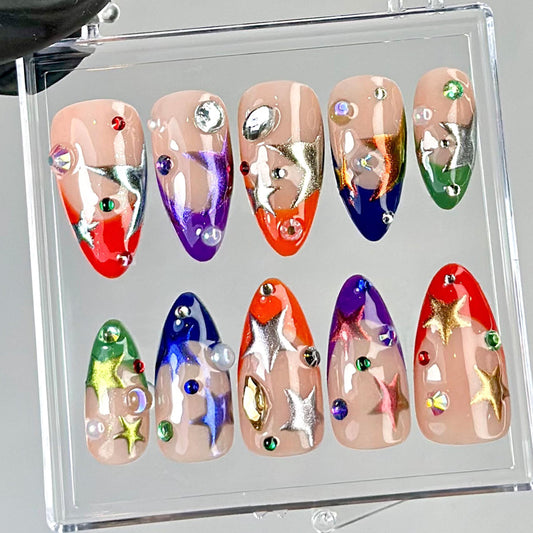 Color Pop Starburst Press On Nails Set