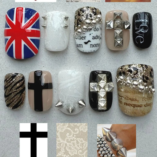 Edgy Union Jack Cross Press On Nails