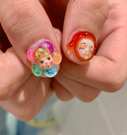 Kawaii Retro 3D Cartoon Press On Nails