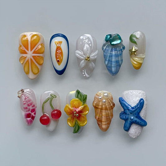 3D Summer Beach Nail Art Set – Cute Gel Designs